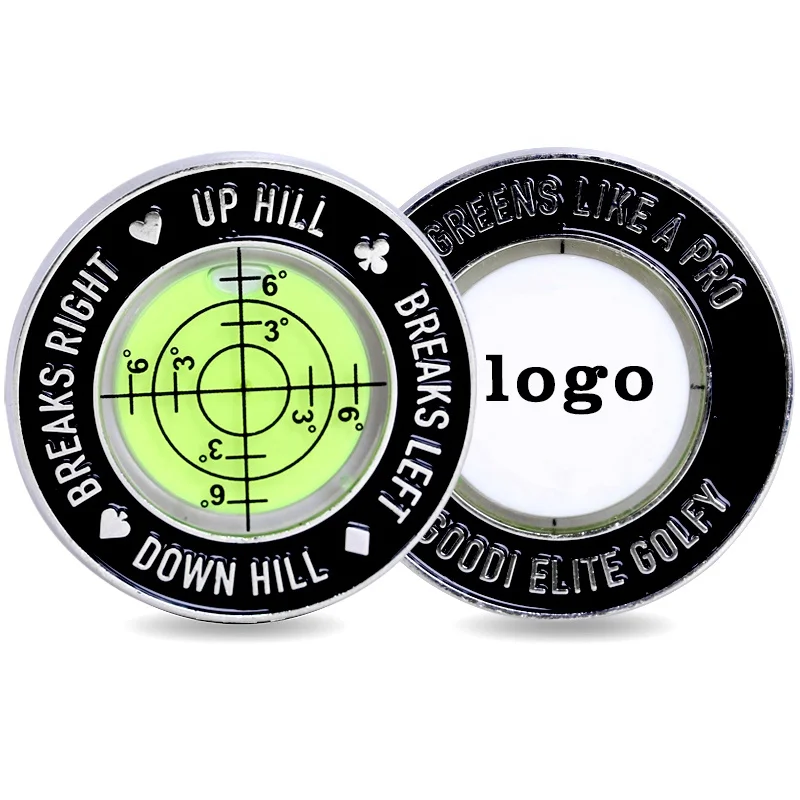 HOW TRUE Wholesale Custom Logo Alignment Reader Tool Metal Golf Ball Markers Golf Slope Putting Level Reading Ball Marker