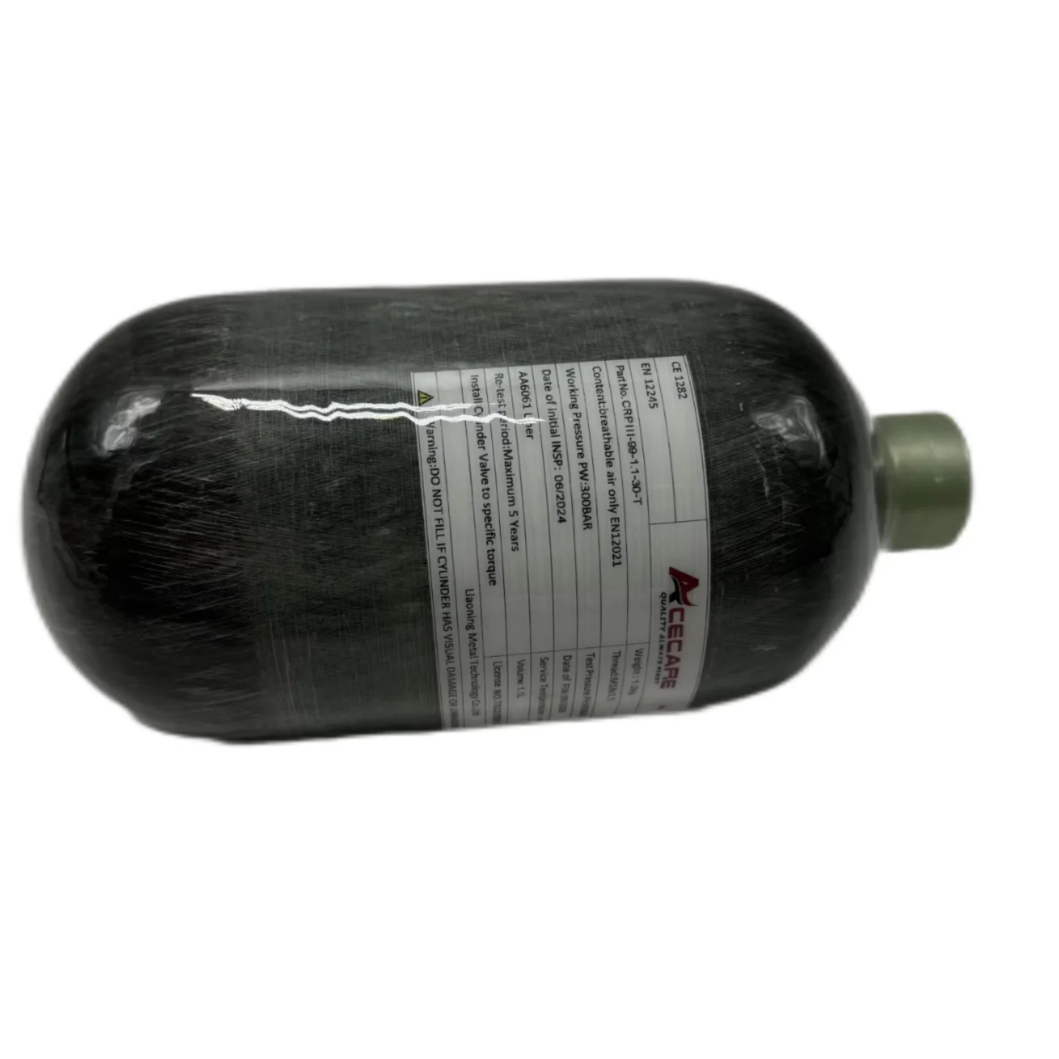 Acecare 1.1L 300Bar 4500Psi High Pressure Carbon Fiber Composite Material Gas Cylinders for Paintball