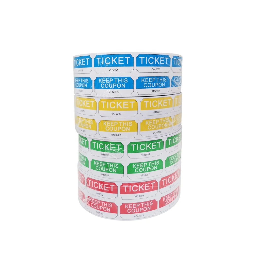 
2000 Tickets In A Roll 4 Colors Assorted Raffle Tickets Coupon Tickets for Admission Control 