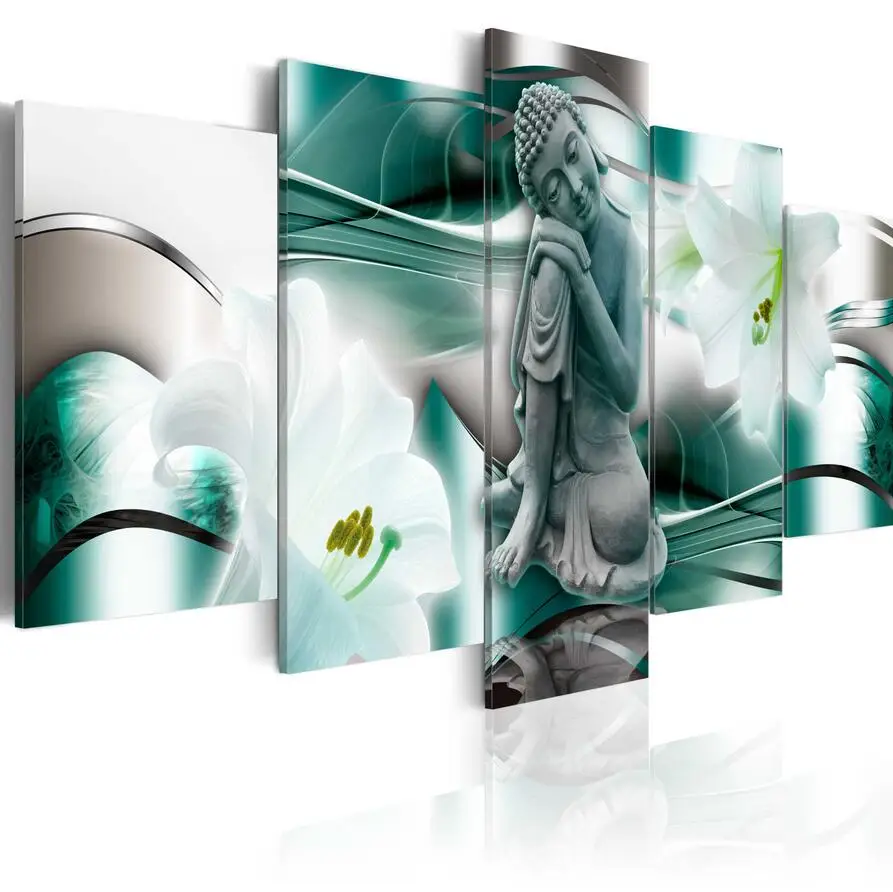 5 Piece Canvas Photo Prints Posters & Prints 3d buddha wall art canvas painting framed
