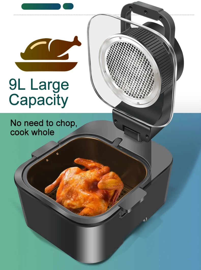 Double protection air fryer detachable pot body with anti scalding ears electric air fryer stainless steel air fryer