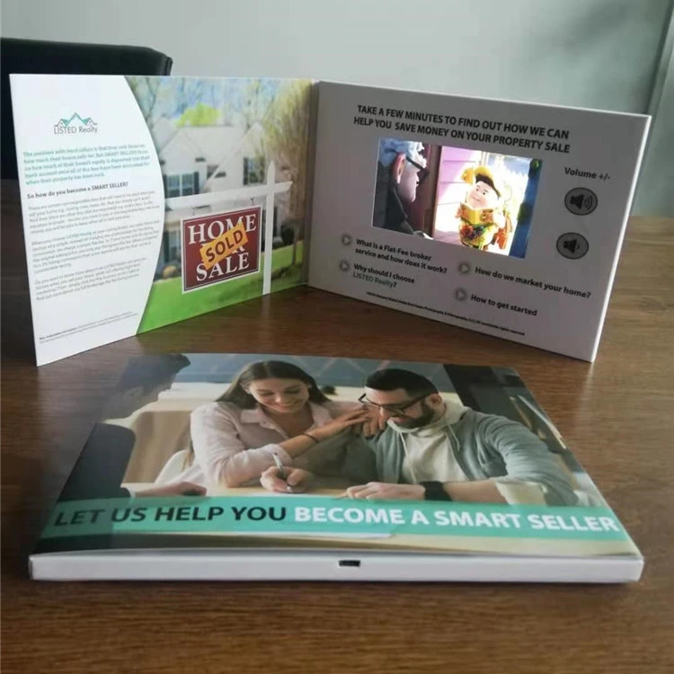Custom Realtors Real Estate Video Brochure 7inch Video Brochure Greeting Card for Real Estate