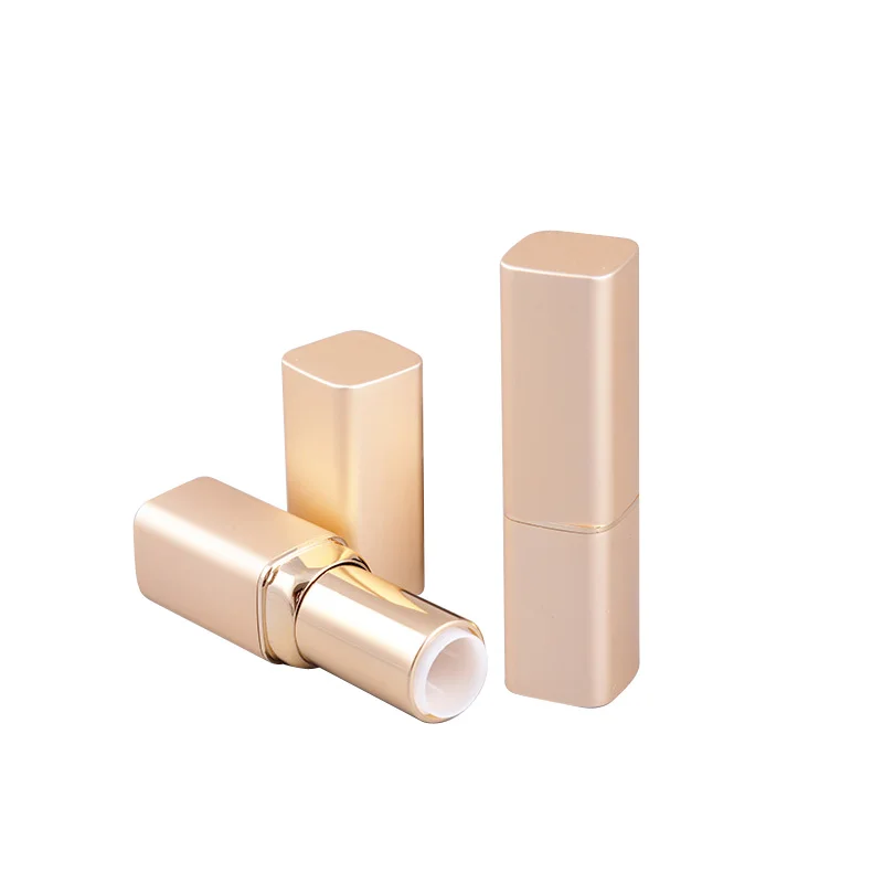 
high quality empty square lipstick packaging aluminum lipstick golden make your own lipstick container 