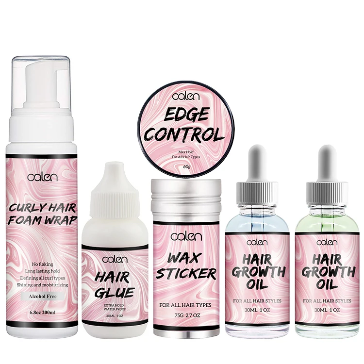 Private Label Strong Hold Edge Control Hair Wax Foam Wrap And Waterproof Lace Glue Hair Styling Kits