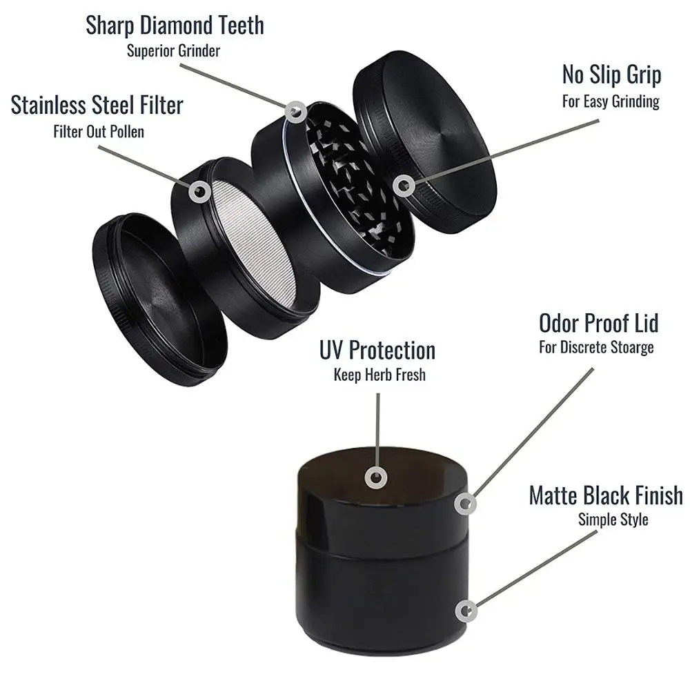 Bamboo Stash Box with 4 Part Herb Grinder and Glass Jar