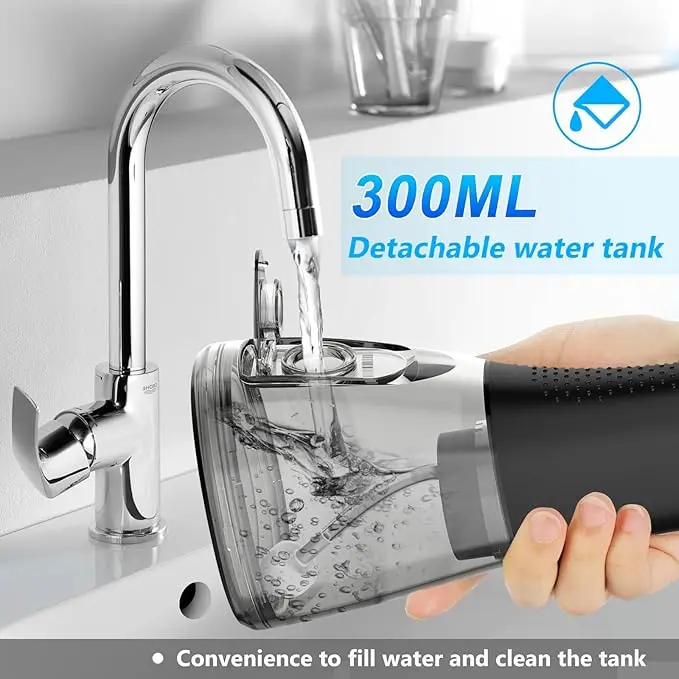 h2ofloss 2500mAh Cordless Dental Oral Irrigator Portable IPX7 Water Flosser with 300ML Teeth Cleaner