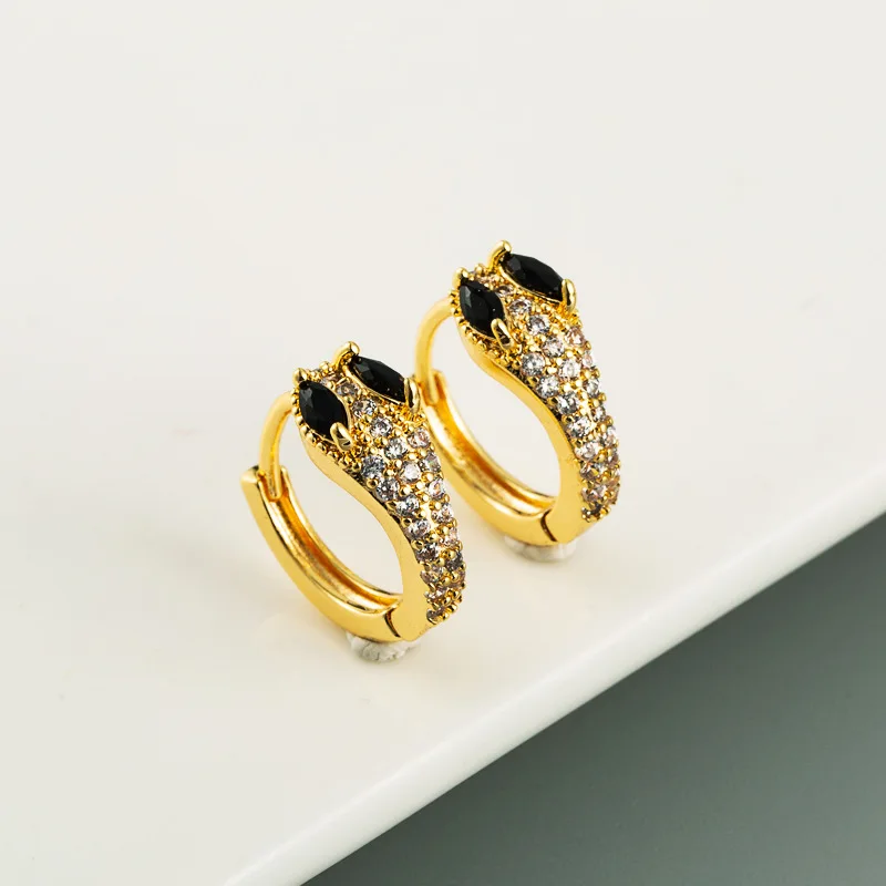  High quality trendy Snake earrings hoop earringsLadies Zircon