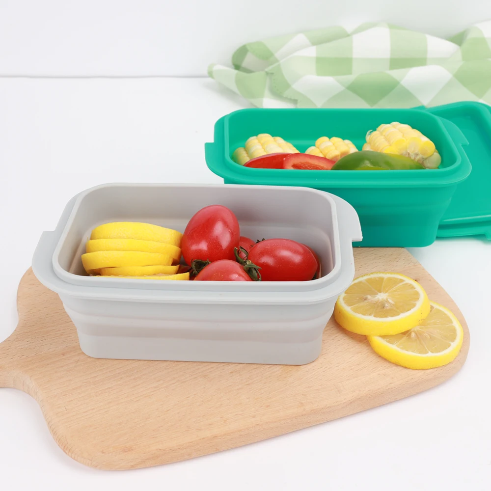 Portable Food Grade Reusable Leak-Proof food containers Collapsible Food Storage Container Kitchen Kid Silicone  Bento Lunch Box