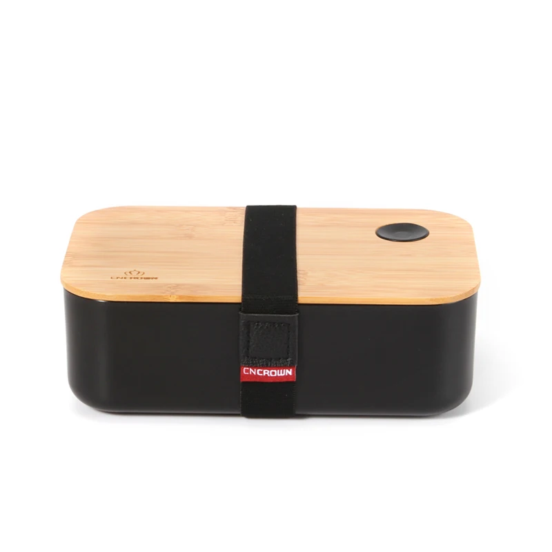 Eco natural real bamboo lid single layer lunch box multi-functional 1000ml bento box with removable separator