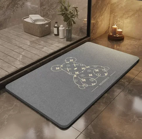 Коврик для ванной с принтом диатомит, супервпитывающий каменный коврик для ванной комнаты