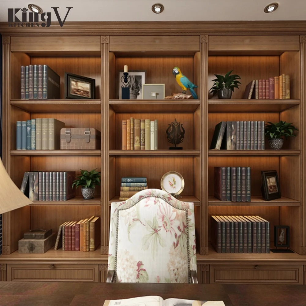 Классический шкаф KINGV для хранения книжных шкафов деревянный кабинета офиса и дома четыре