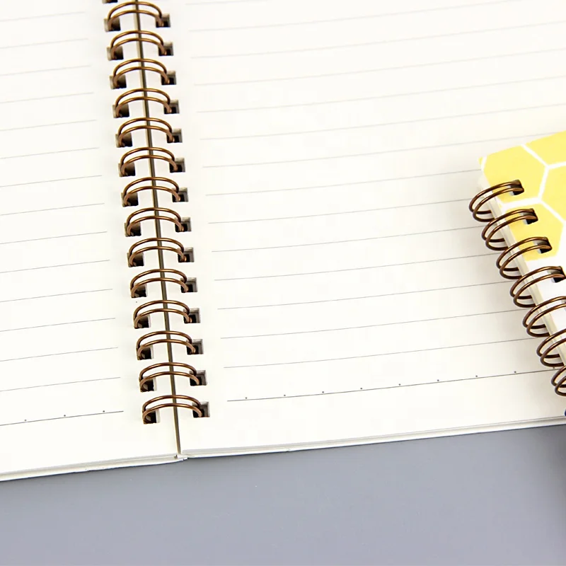 School office double spiral rings round edge soft cover notebook with line pages