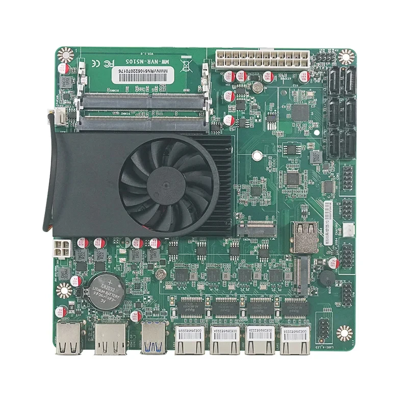 Celeron N5105 NAS MOBO Mini ITX Industrial Motherboard 17x17CM Soft Routing Intel I226-V B3 2.5Gbps 4*LAN 2*M.2 NVMe 6*SATA3.0