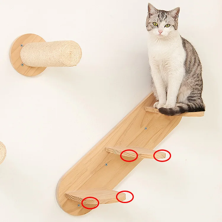 Wholesale Diy Wooden Cat Perch Wall Shelf Pine Wood Cat Climbing Frame Kitten Wall Hanging Scratching Hammock Stair Room