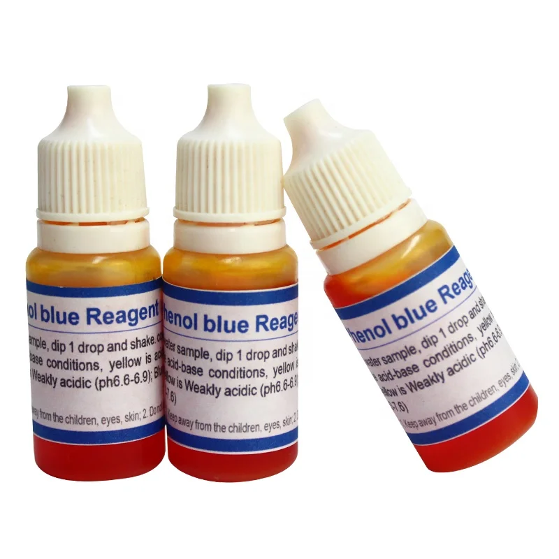 
Phenolic / Phenol Blue reagent test drops to test the water quality. 