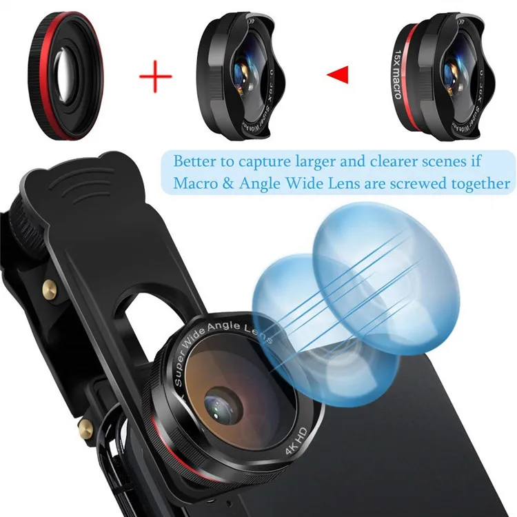 
Aipaxal 5 in 1 Phone Camera lens Kit 12X Vari-focal ZoomTelescope Telephoto Lens Mobile Phone Camera Lenses For iPhone 