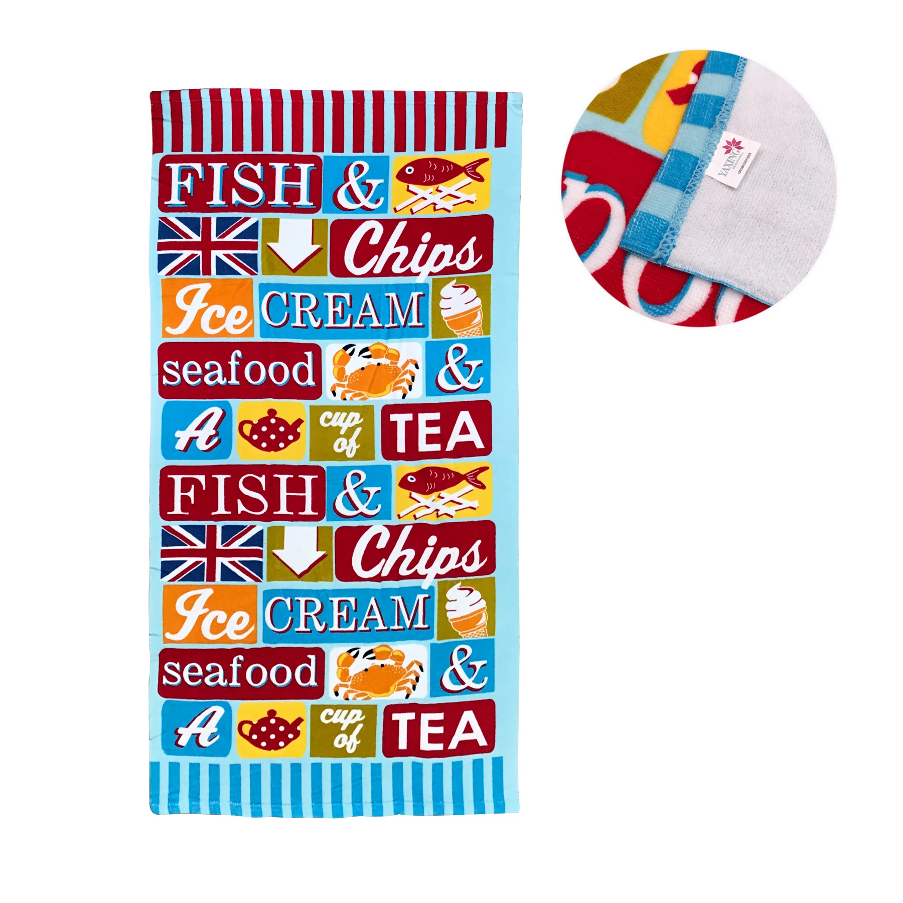 Super absorbent lightweight eco friendly microfibre terry velour polyester swimming beach towel with logo custom print