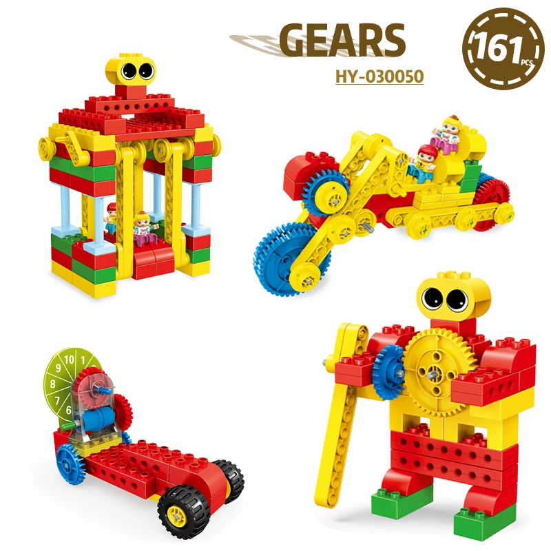 Kids STEM Education 161PCS DIY Gear Blocks Bricks Kit STEM Novelty Robot Construction Model Building Toys Set For Wholesale