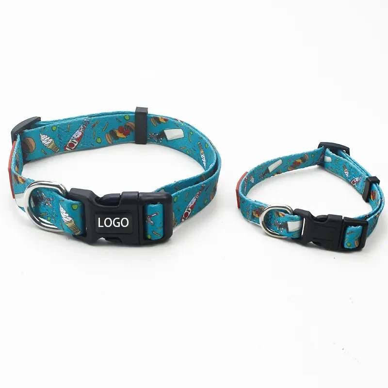 Personalized Sublimation Adjustable Pet Dog Cat Collars Durable Fashion Polyester  Dog Collars with Logo Custom