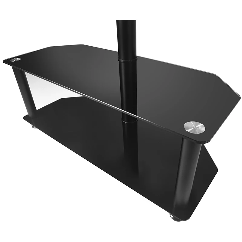 Two layers TV floor stand glass tv stand with upper mount