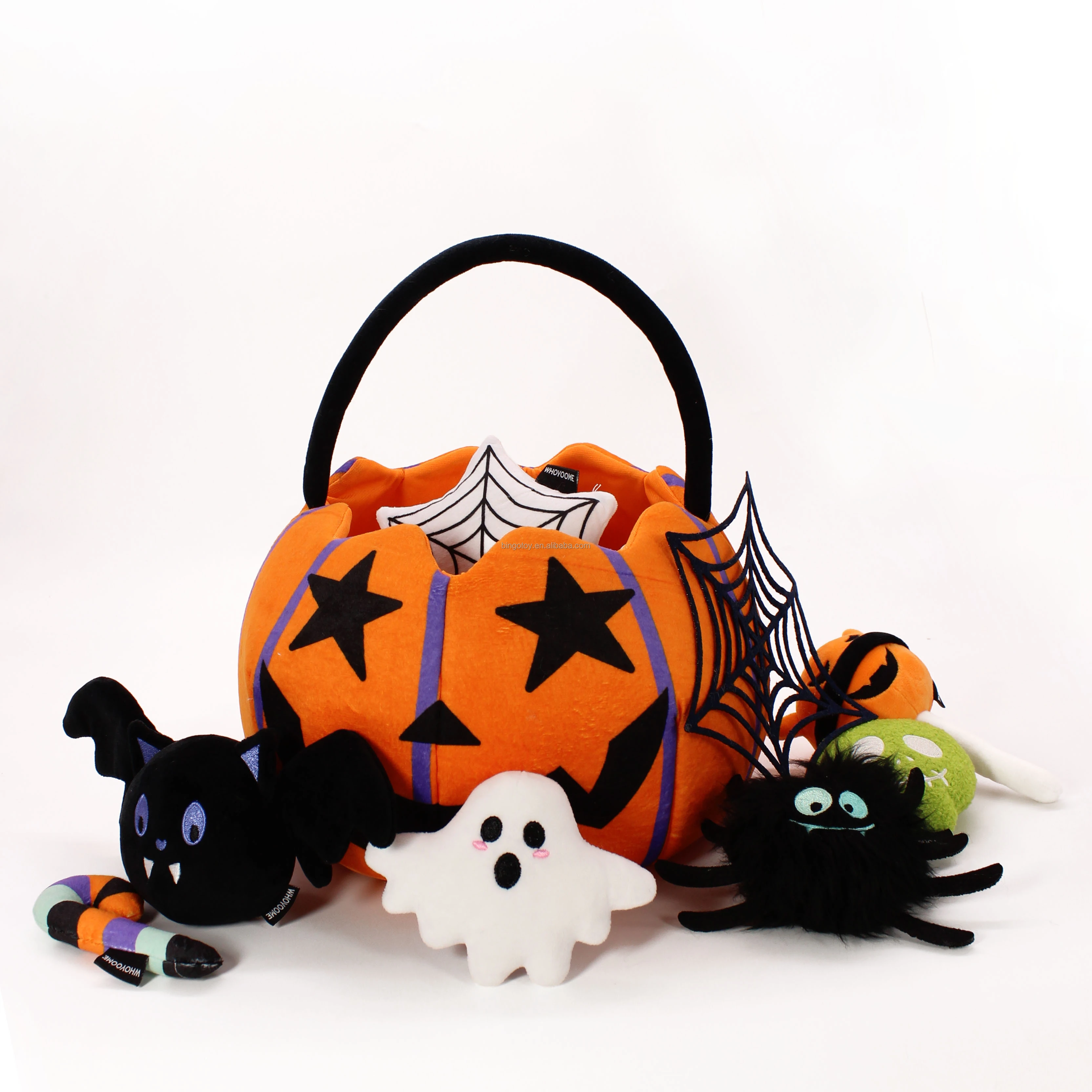 Halloween pumpkin lights candy bags for children handheld toys trick-or-treating bucket props small gift decorative basket pumpk