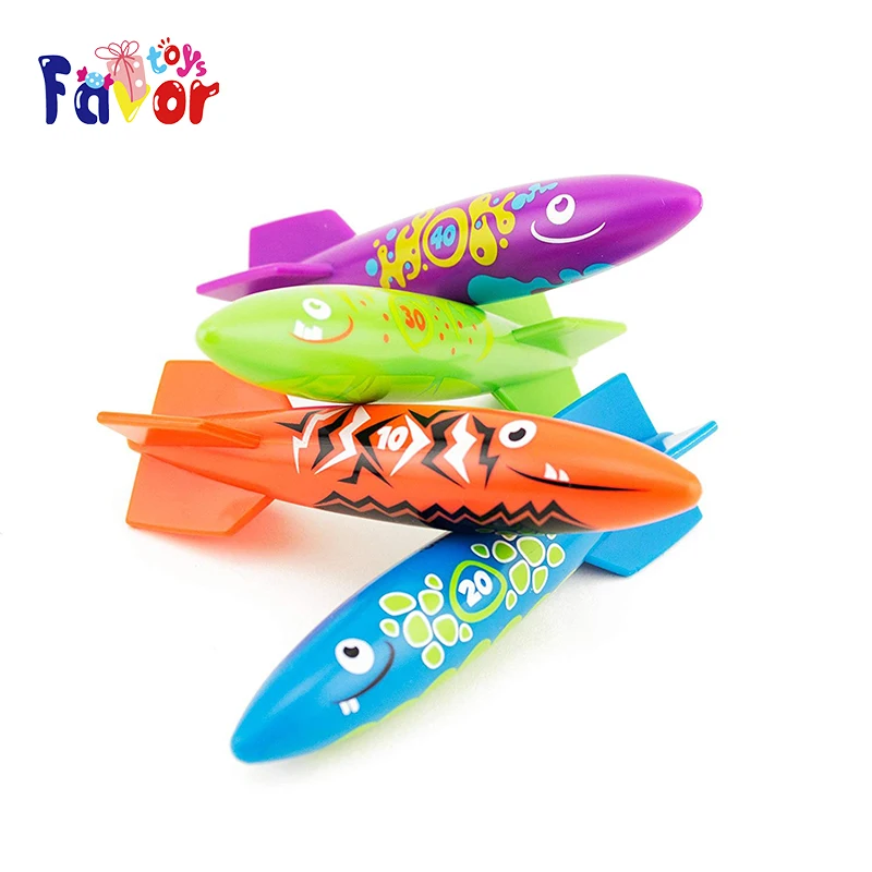 Fishing Torpedo Bandits Pool Diving Toys, Sinking Torpedo Swim Toys, Pack of 4