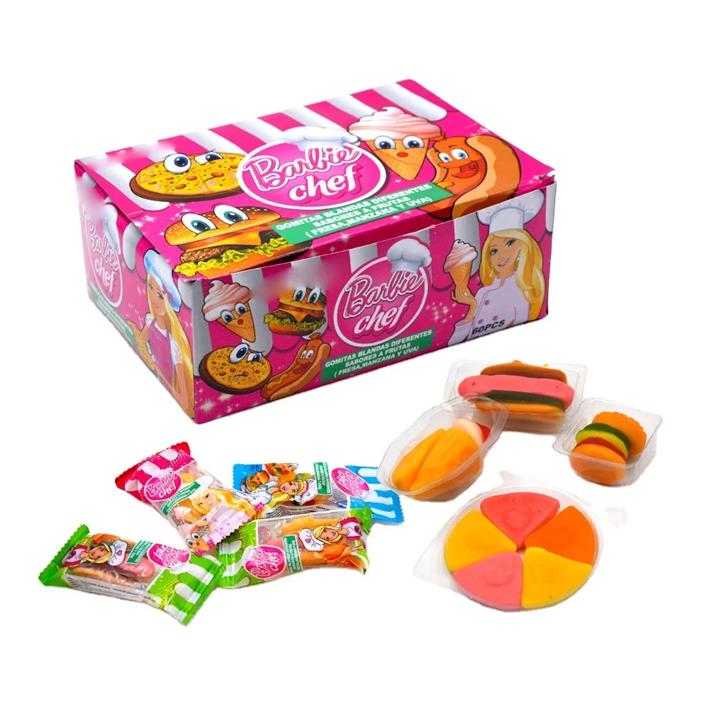 Mix halal pizza burger hot dog ice cream shaped fruity gummy chewy candy