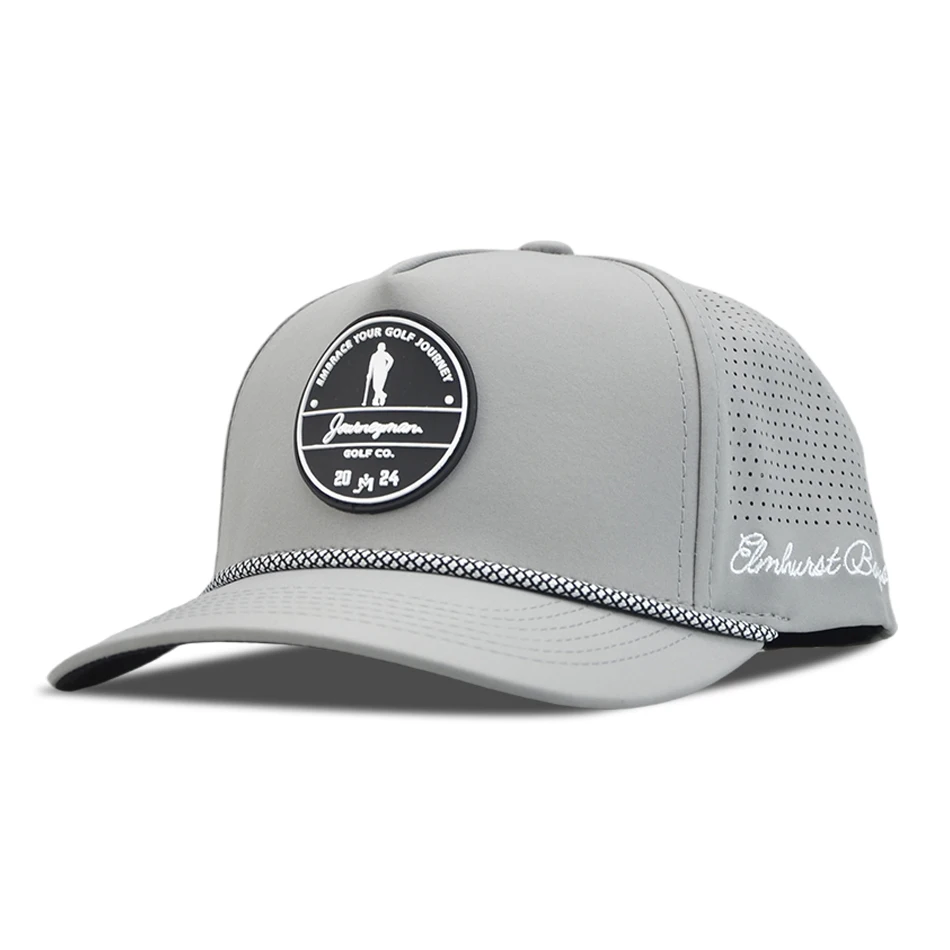 water proof golf hats with custom logo 5 panel snapback hats performance perforated waterproof trucker hats with rope