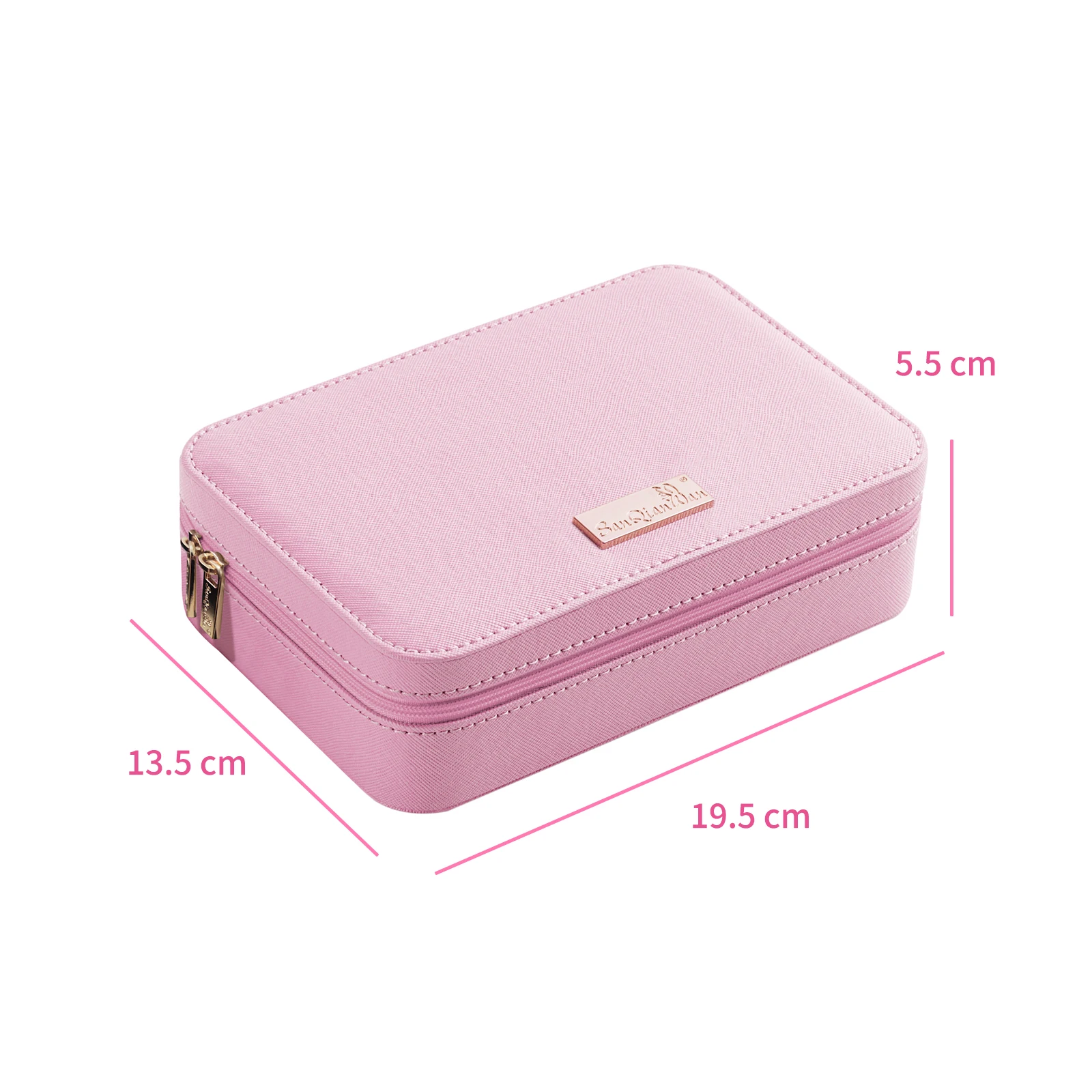 Custom Logo PU Leather small Storage Jewelry gifts Box velvet linner travel jewelry case with zipper for organization