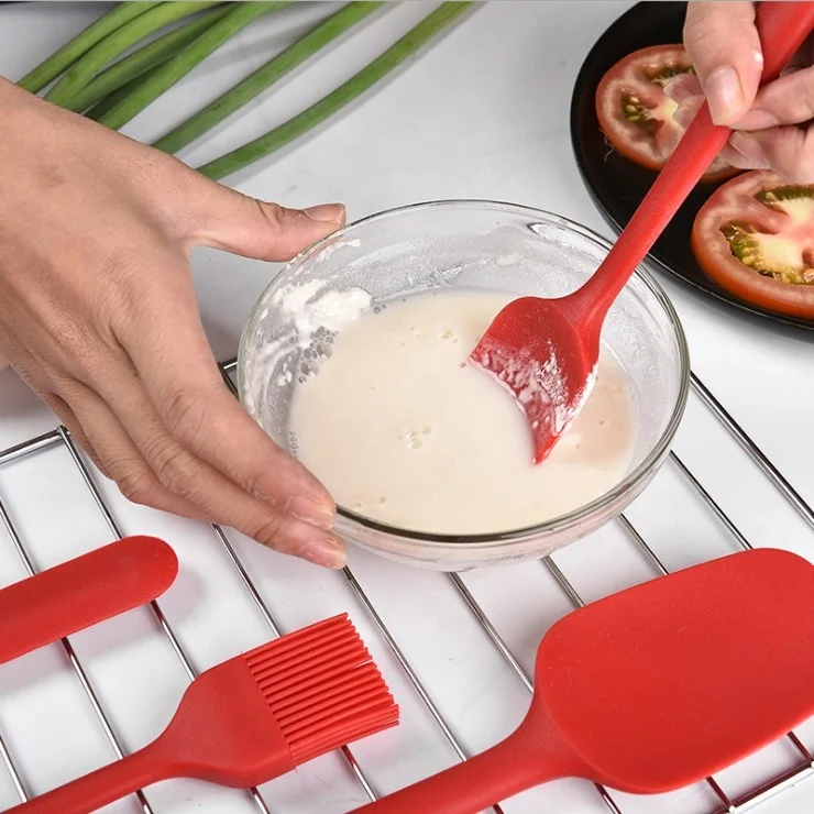 
6pcs baking tools silicone scraper brush spatula set baking sets cake knife spoon for kitchen 