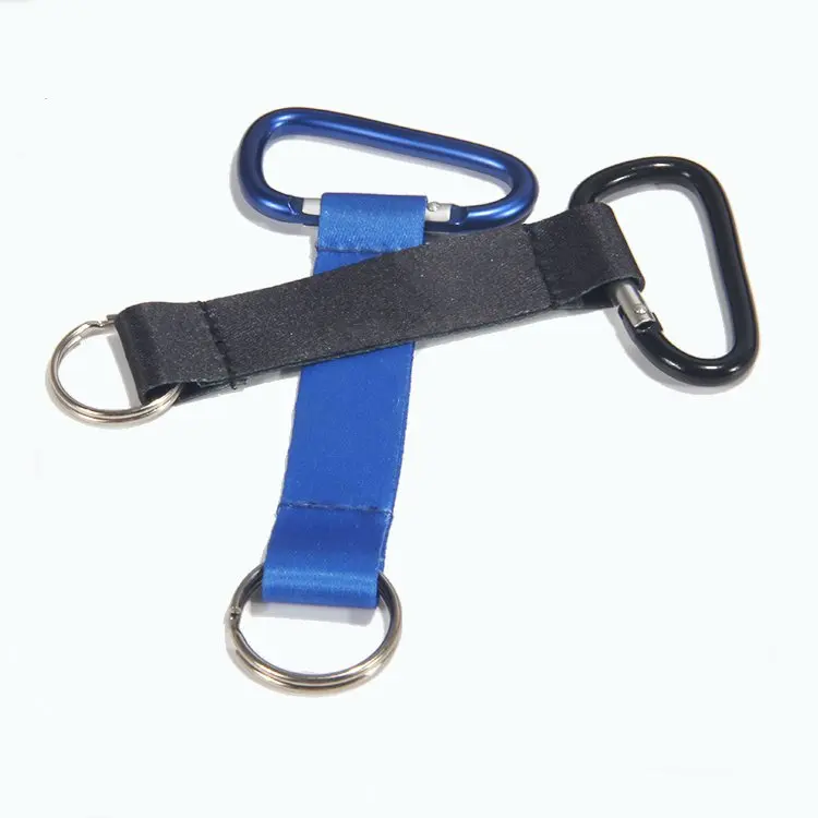 New product polyester short key chain strap cheap custom logo lanyard carabiner keychain for Keys Badges