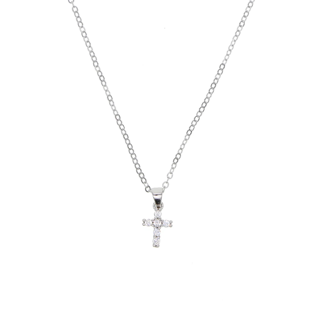 Women/Men Charm Rose Gold Color Jewelry Wholesale Trendy 925 Sterling Silver Cross Pendant Necklace Punk Style