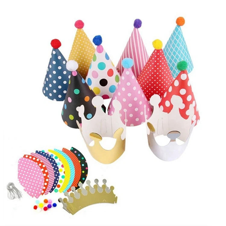 Custom Design Printing Happy Birthday Party Paper Decorations Kids Hats Child Gifts Supplies DIY Paper Crown Hats