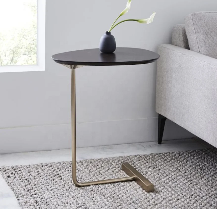 Durable Modern Nordic Gold Steel Sofa Corner Table Wooden Side Tables For Living Room Home Furniture