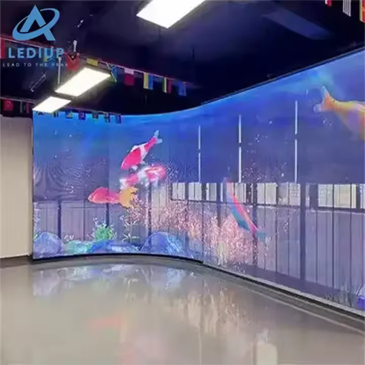 LEDIUP Custom Design Led Crystal Film Invisible Flexible Screen Transparent Led Display Screen For Outdoor Indoor