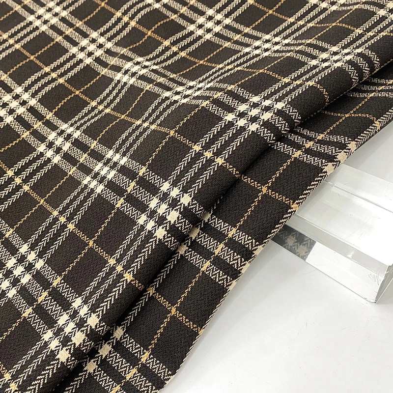 Harvest warp knitted spandex yarn dyed plaid ponte roma fabric for dress and coats
