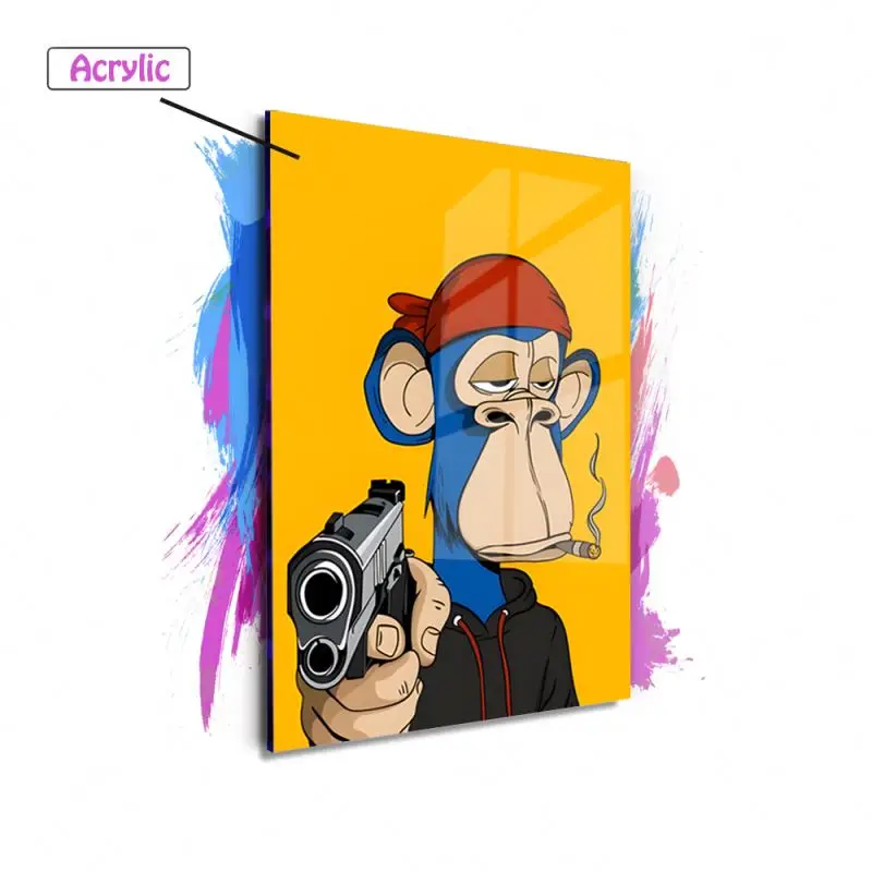 NFT Monkey art poster head portrait acryl art poster wall Decorative painting of living room paintings and wall arts