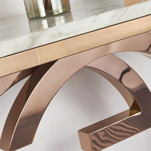 Hot sale console living room furniture  golden metal frame table marble top console table