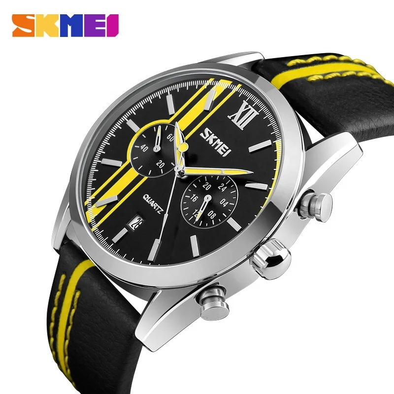 SKMEI 9148 кожаные кварцевые часы с механизмом Сингапура sr626sw