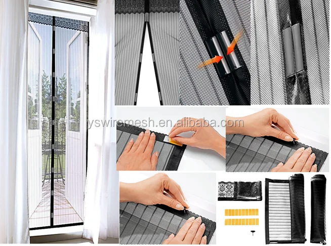 Factory Hot Sale Mosquito Net Door Strong Tapes Mesh Screen Door Screen Mosquito Net Door Curtain