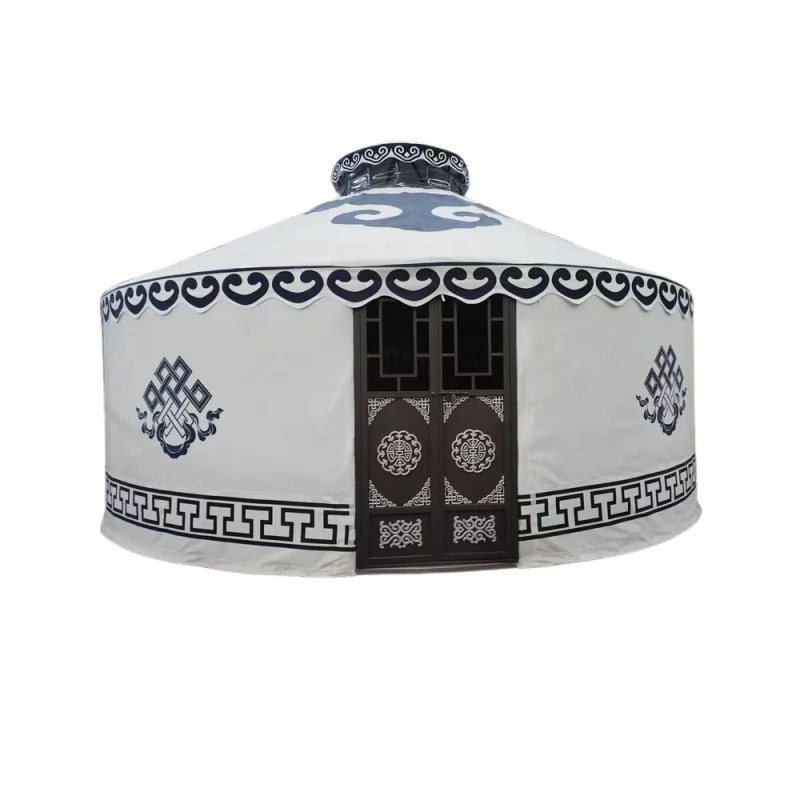 Luxury single slope steel wood frame mongolian yurt waterproof house yurt tent