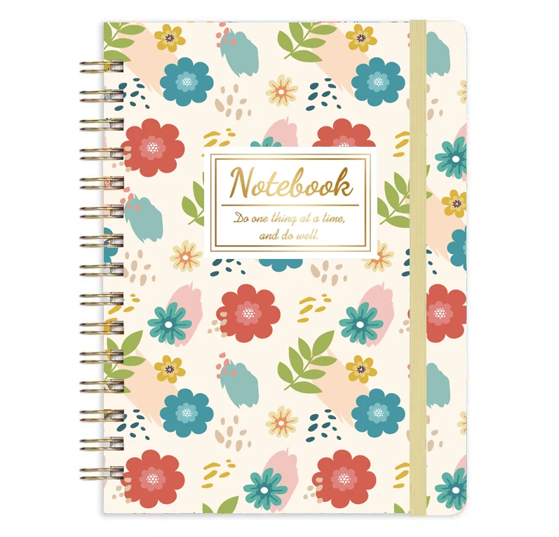 Factory High Quality Pink Interior Page Format Spiral Notebook Custom Hardcover Cute Kawaii Spiral Business Notebook