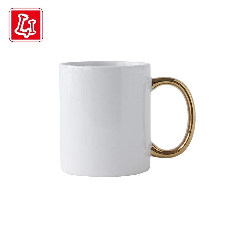 Gold handle ceramic round mouth water cup household daily Mug support customization