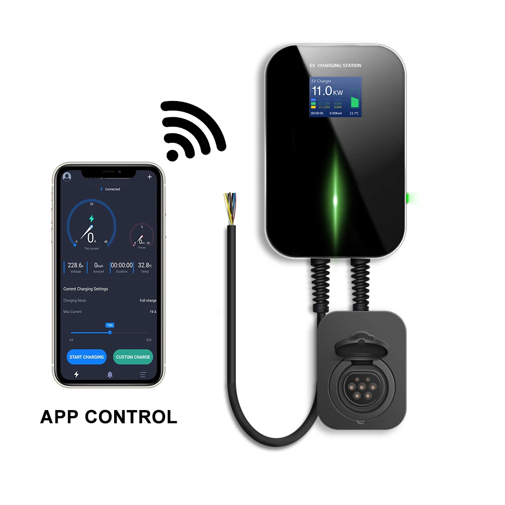 Wifi APP Type 2 ev charger IEC 62196 wallbox 11kw