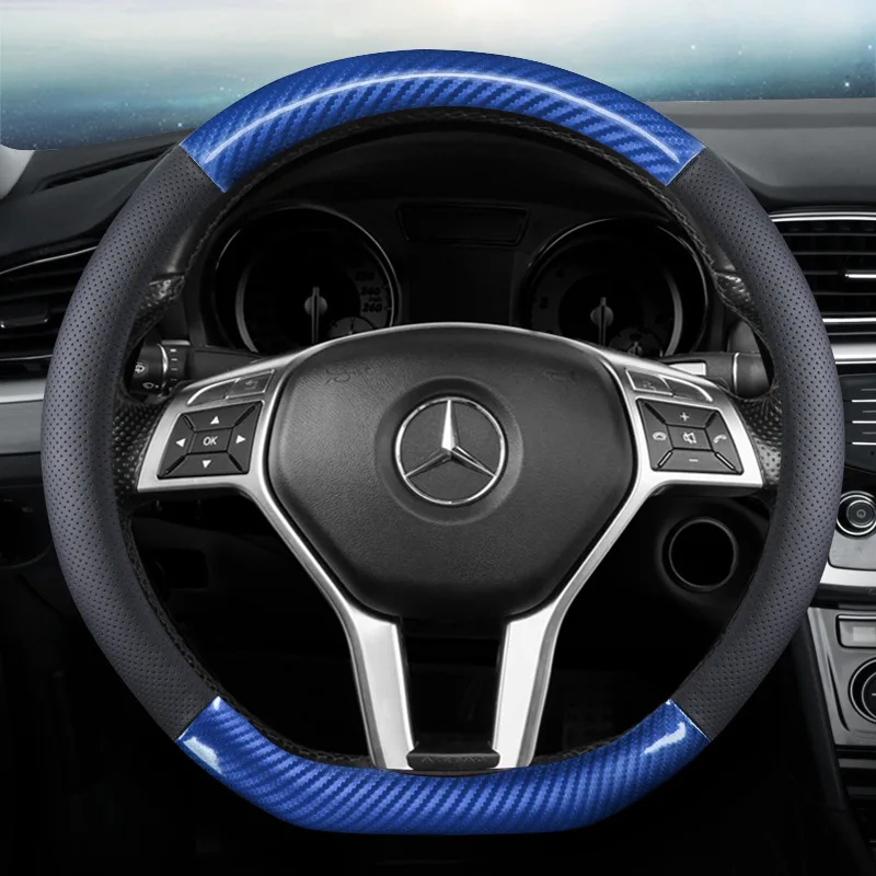 Automobile supplies new carbon fiber leather automobile steering wheel handle cover is directly supplied by the manufacturer