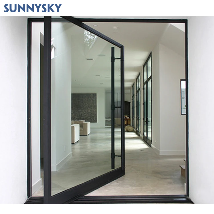 Sunnysky Factory direct sale front entry door modern aluminum glass pivot door exterior front entry pivot doors
