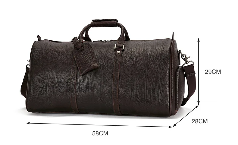 Fashion Luxury Real Cow Hide LEATHER Shoe Compartment Large Capacity Vintage Men Weekender Duffel Bag Travel Duffle Bag