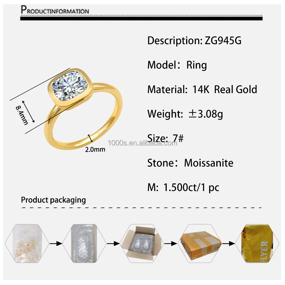 New Arrivals 14K Real Gold with zircon Ring with Moissanite Gemstone Ring Fine Jewelry For Women Men Gift