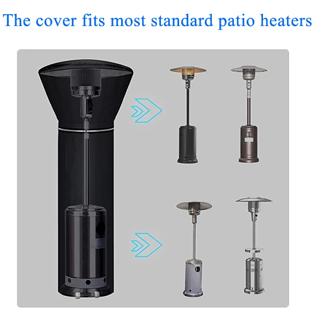 Patio Heater Covers with Reflective Strip Hot sale Waterproof Oxford Stand Up black outdoor patio heater covers