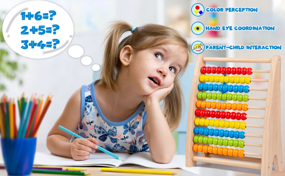 Kinderspielzeug 2022 Juguetes Baratos Kids Math Learning Tools Rainbow Color Abacus Toys Wooden Toys Montessori